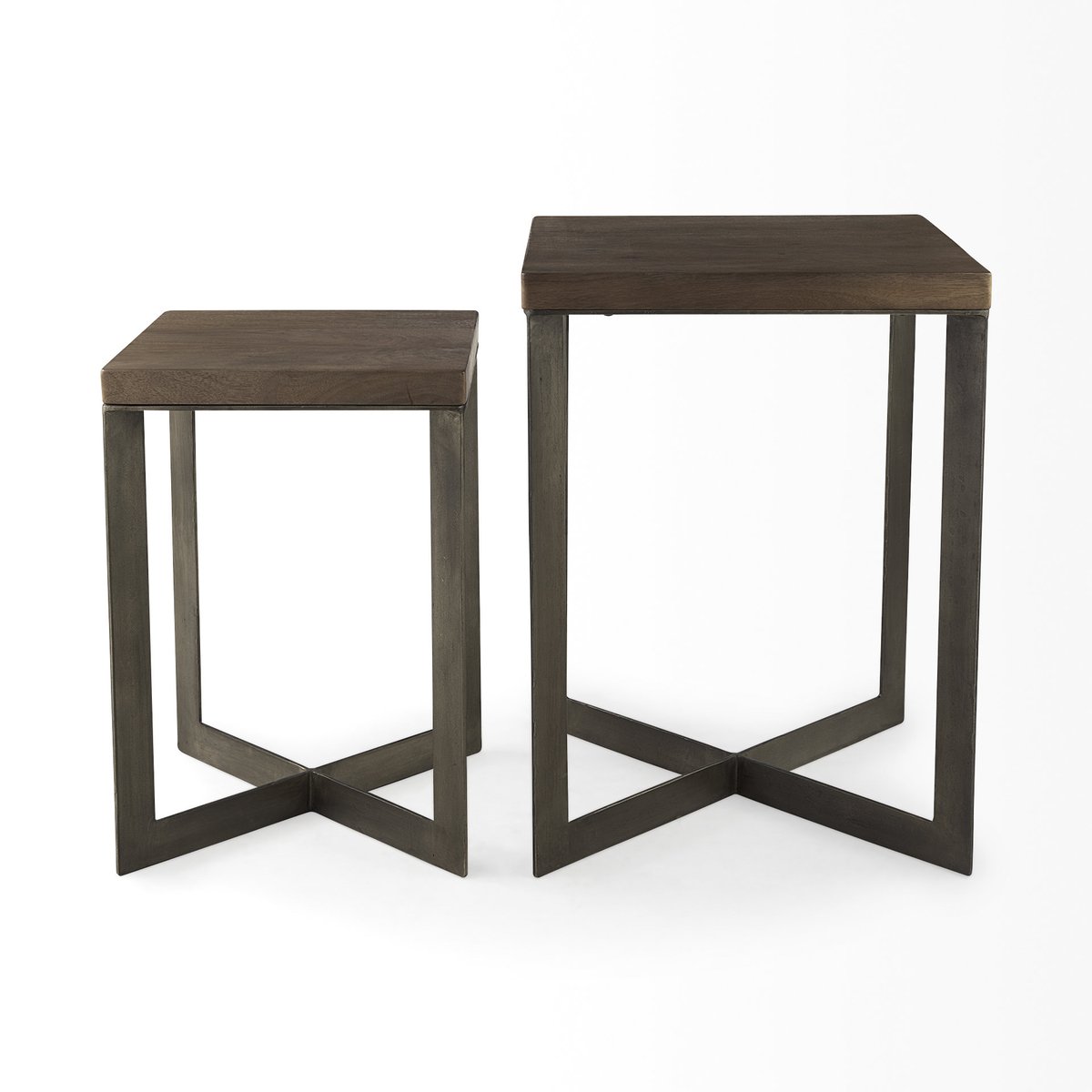 Mercana Faye Wood Top Square Accent Table 2PC