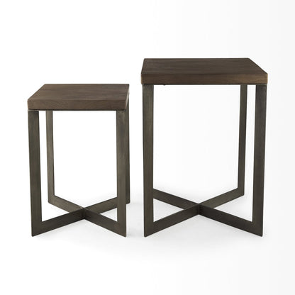 Mercana Faye Wood Top Square Accent Table 2PC