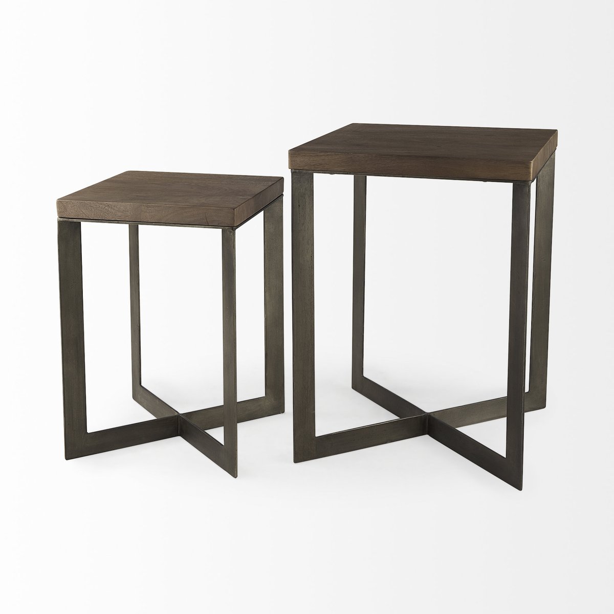 Mercana Faye Wood Top Square Accent Table 2PC