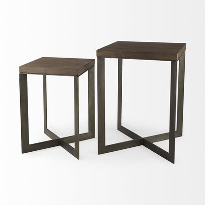 Mercana Faye Wood Top Square Accent Table 2PC