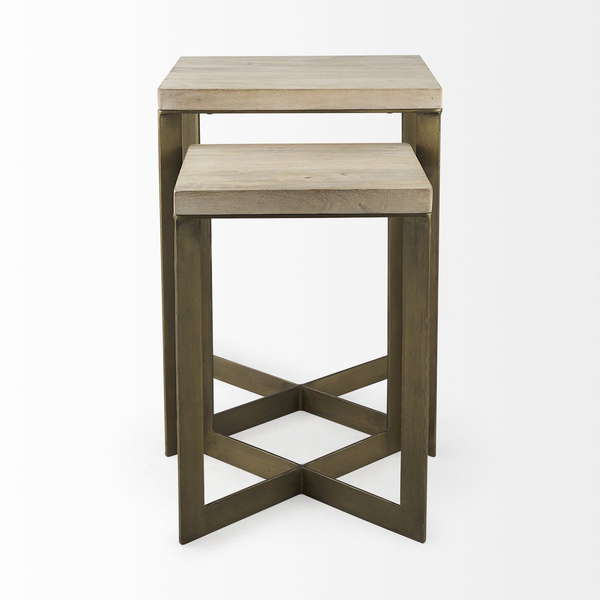 Mercana Faye Wood Top Square Accent Table 2PC