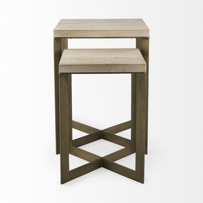 Mercana Faye Wood Top Square Accent Table 2PC