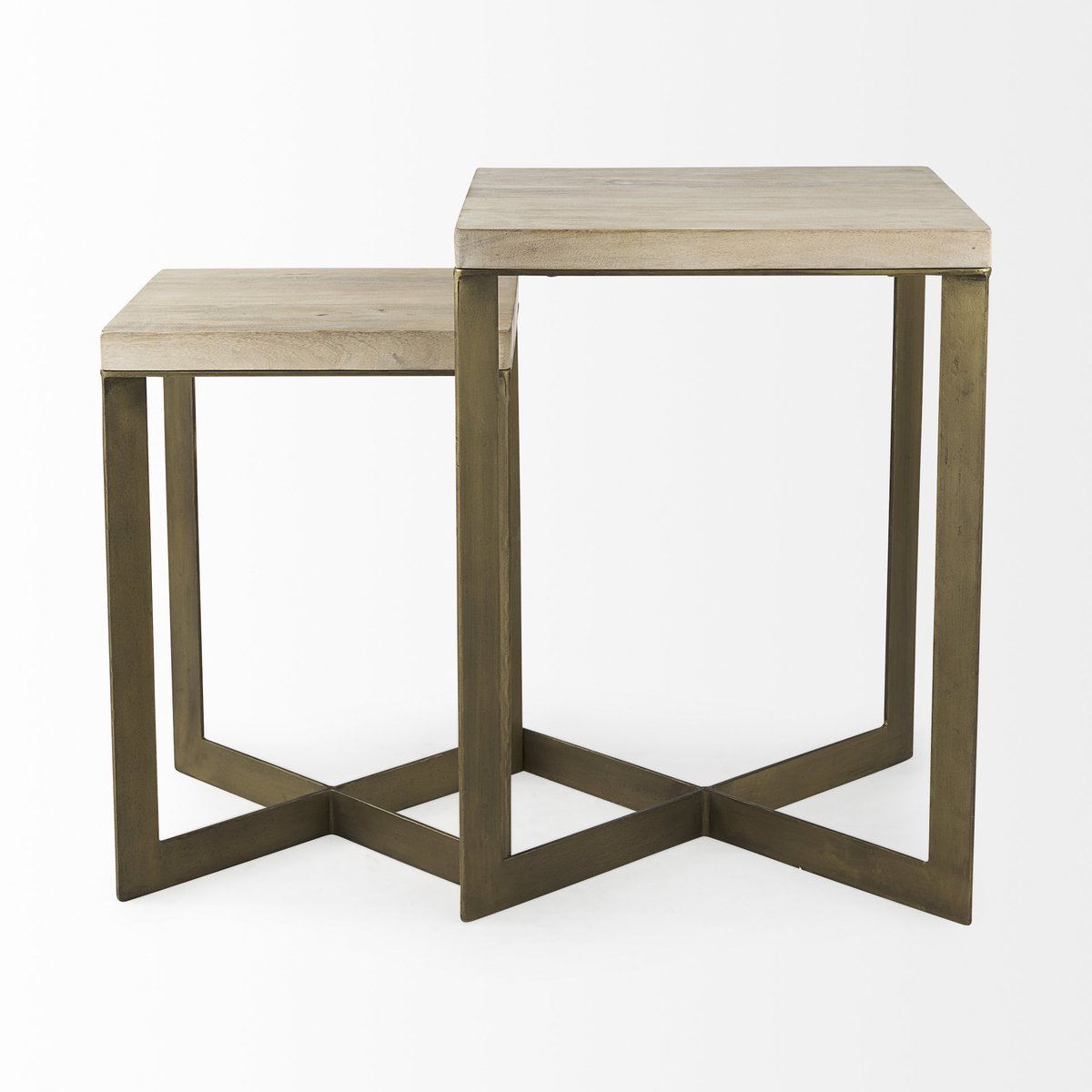 Mercana Faye Wood Top Square Accent Table 2PC