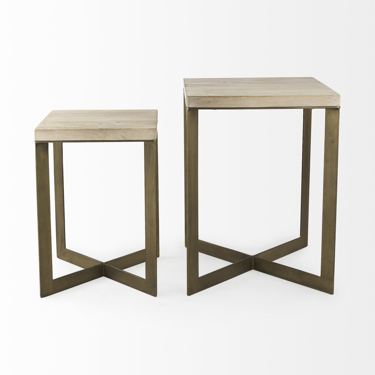 Mercana Faye Wood Top Square Accent Table 2PC