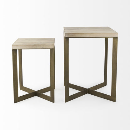 Mercana Faye Wood Top Square Accent Table 2PC