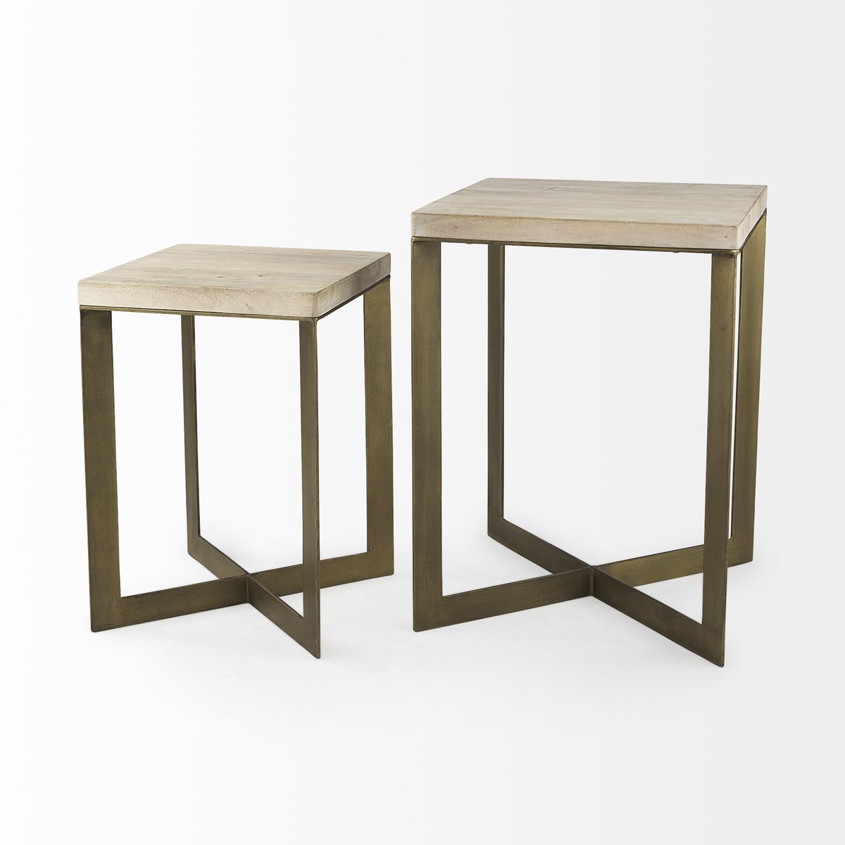 Mercana Faye Wood Top Square Accent Table 2PC