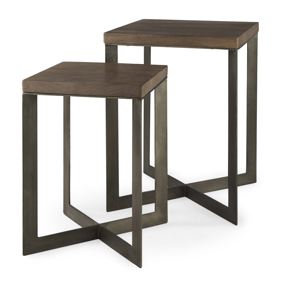 Mercana Faye Wood Top Square Accent Table 2PC