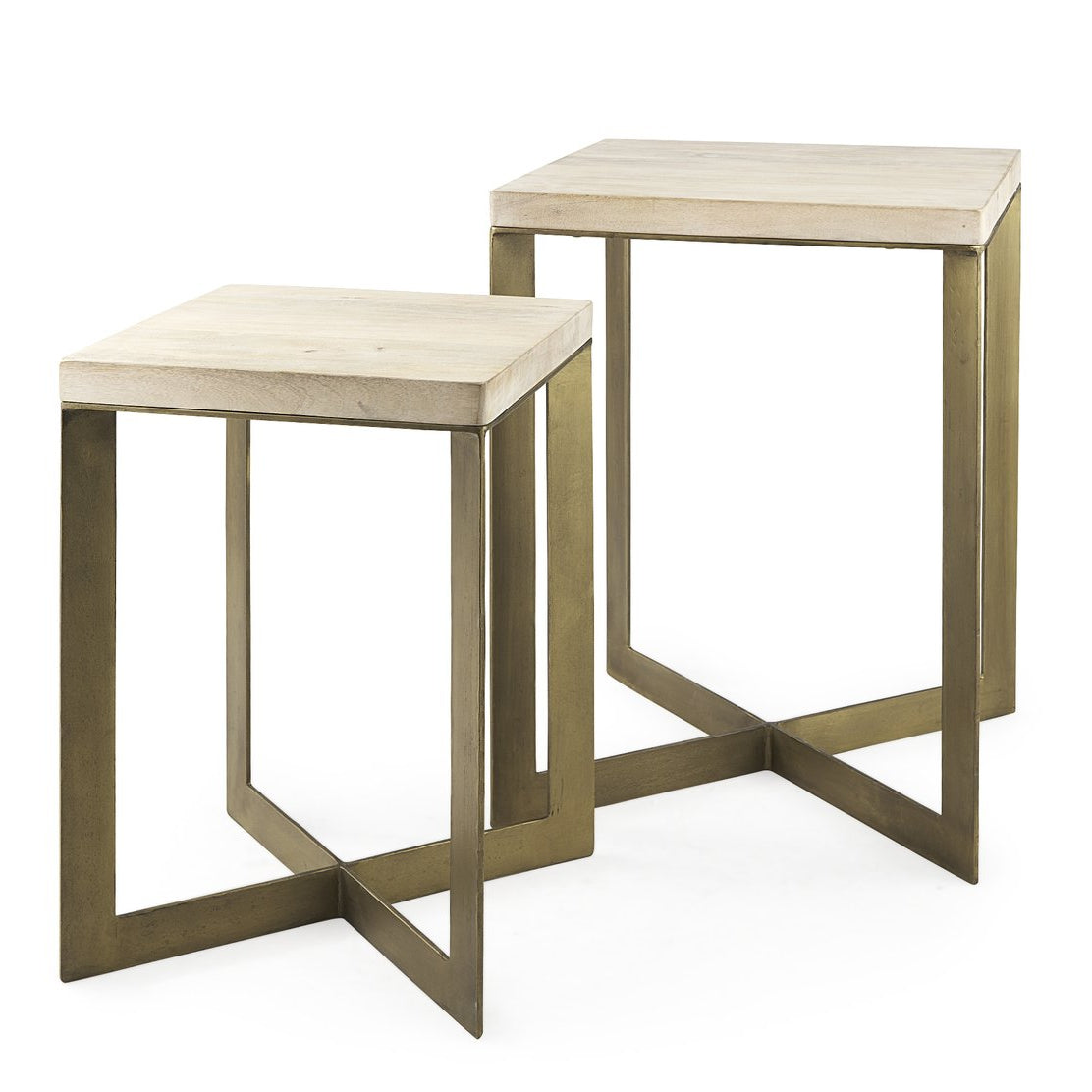Mercana Faye Wood Top Square Accent Table 2PC