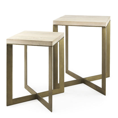 Mercana Faye Wood Top Square Accent Table 2PC