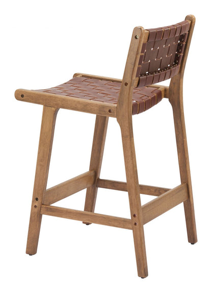 Zuo Modern Feder Brown Leather Counter Stool 2PC
