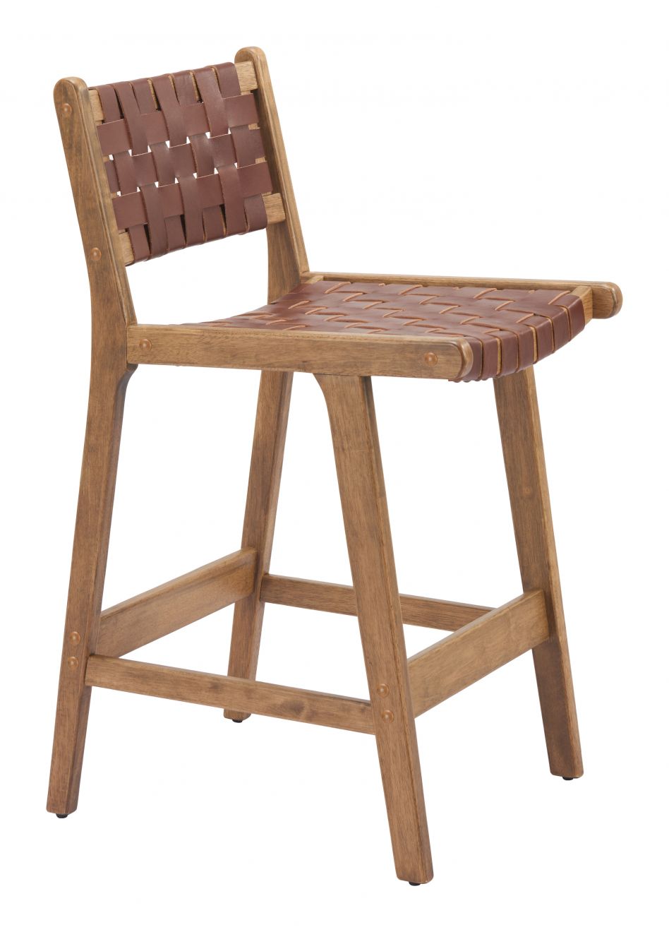 Zuo Modern Feder Brown Leather Counter Stool 2PC