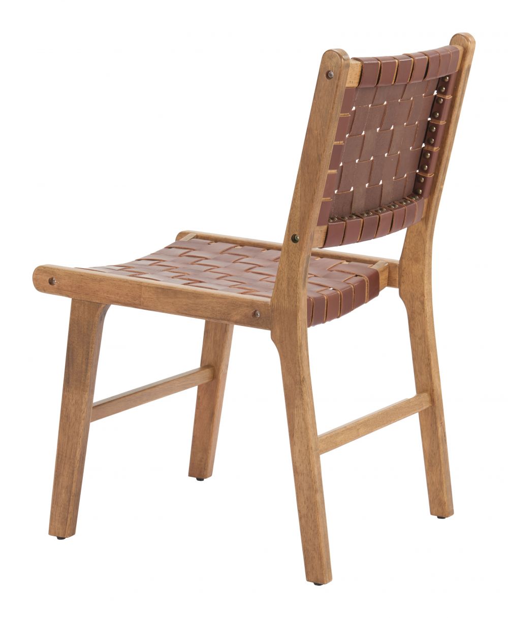 Zuo Modern Feder Brown Leather Dining Chair 2PC