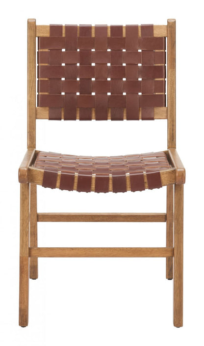 Zuo Modern Feder Brown Leather Dining Chair 2PC