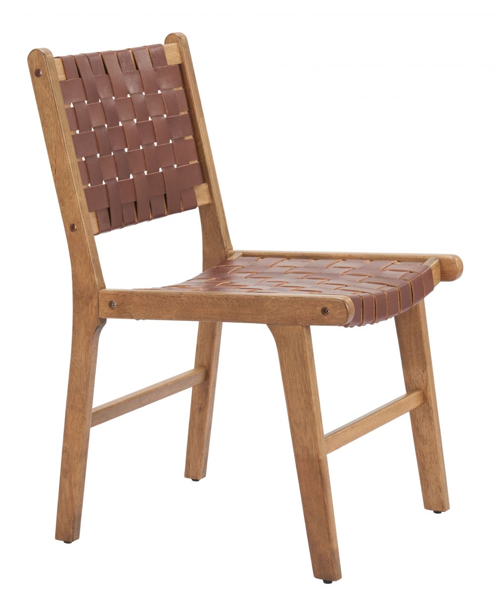 Zuo Modern Feder Brown Leather Dining Chair 2PC