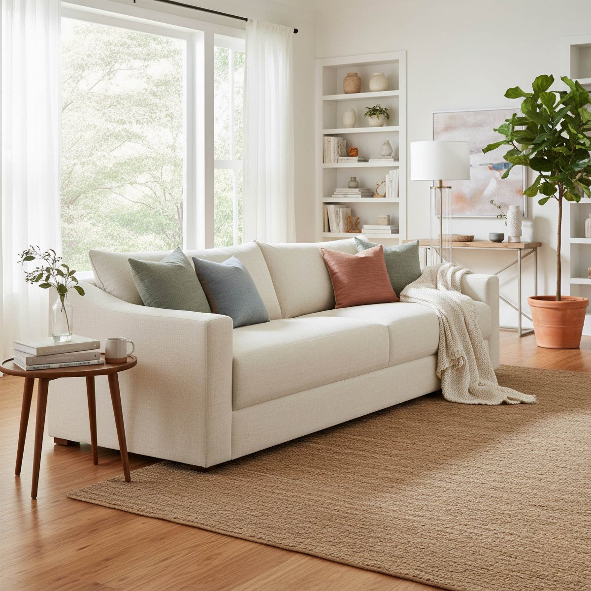 LH Home Felicity Scoop Arm Profile Fabric Sofa