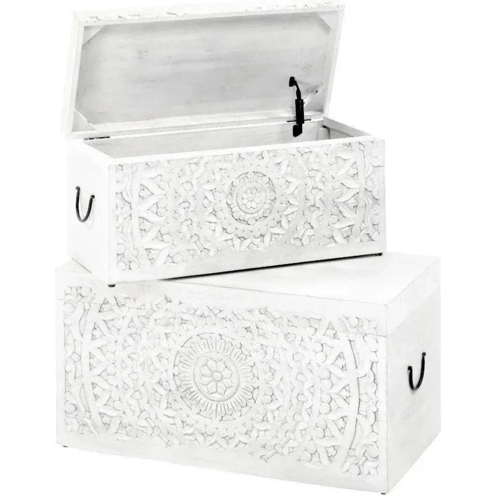 LOOMLAN Feyloren Rectangular White Trunks (Set of 2)