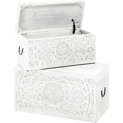 LOOMLAN Feyloren Rectangular White Trunks (Set of 2)