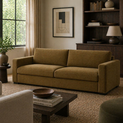 LOOMLAN Custom Upholstery Field Loose Seat Fabric & Leather Loveseat