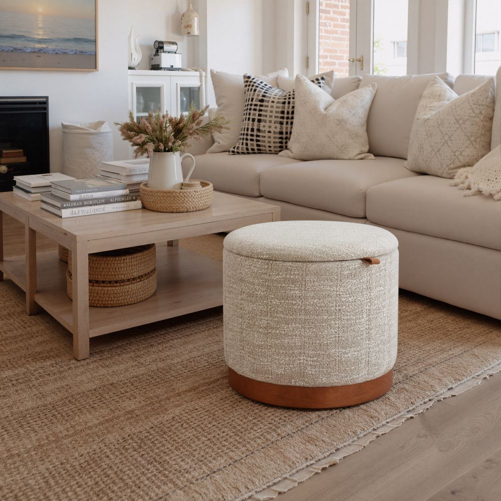 Zuo Modern Fije Textured Fabric Storage Ottoman
