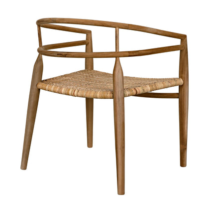 Finley Teak Wood Arm Chair with Rattan-Club Chairs-Noir-Sideboards and Things