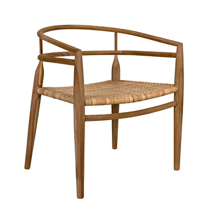 Finley Teak Wood Arm Chair with Rattan-Club Chairs-Noir-Sideboards and Things