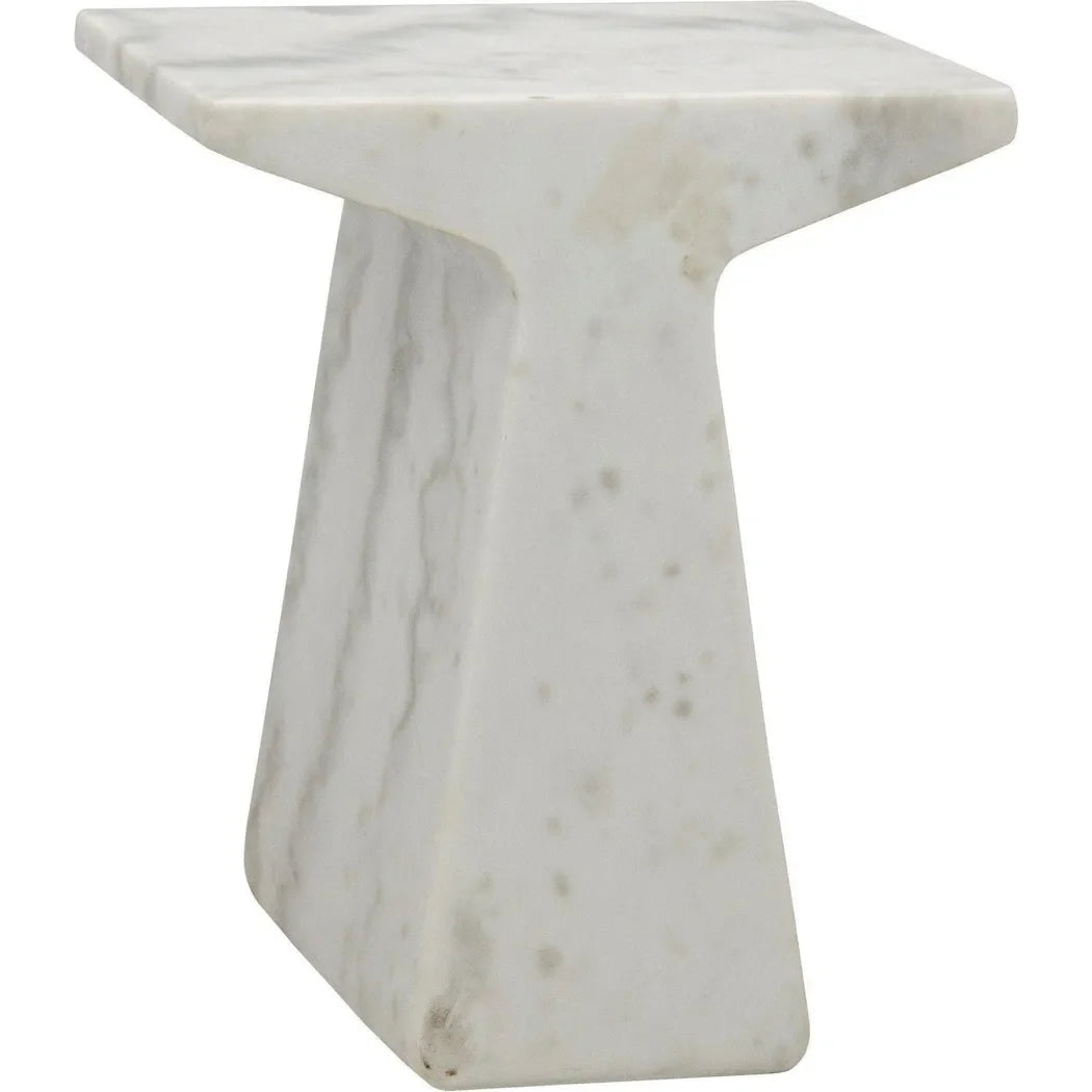 Noir Finn Marble White Square Side Table
