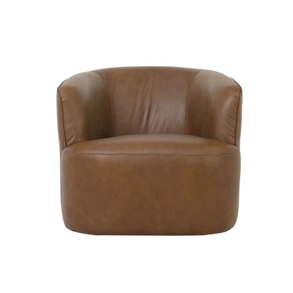 LH Home Fireside Top Grain Leather Swivel Club Chair