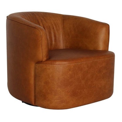 LH Home Fireside Top Grain Leather Swivel Club Chair