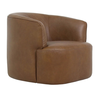 LH Home Fireside Top Grain Leather Swivel Club Chair