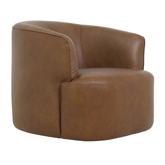 LH Home Fireside Top Grain Leather Swivel Club Chair