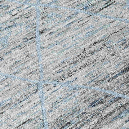 LOOMLAN Rugs Flamara Blue Washable Indoor-Outdoor Rug