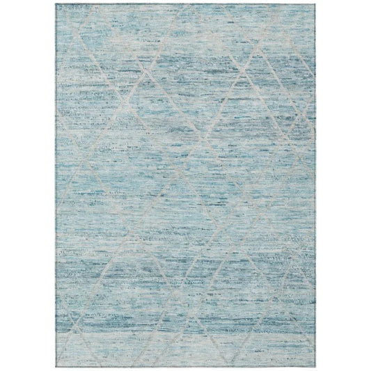 LOOMLAN Rugs Flamara Teal Washable Indoor-Outdoor Rug