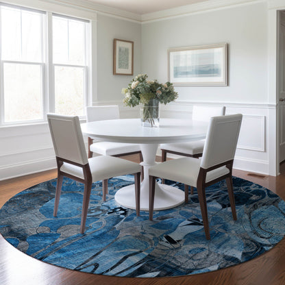 Addison Rugs Floral Blue Washable Indoor-Outdoor Rug