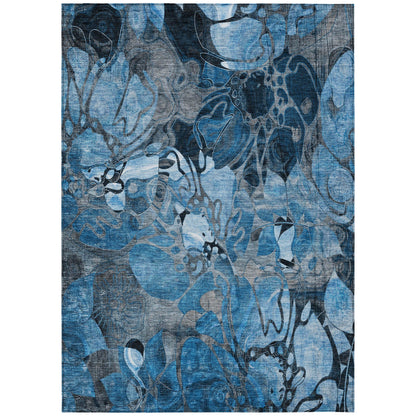 Addison Rugs Floral Blue Washable Indoor-Outdoor Rug