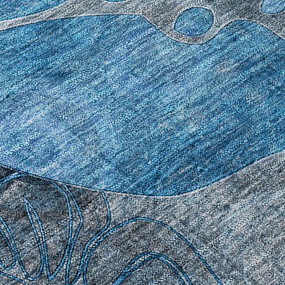 Addison Rugs Floral Blue Washable Indoor-Outdoor Rug