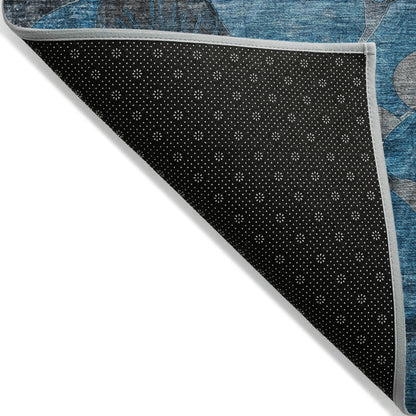 Addison Rugs Floral Blue Washable Indoor-Outdoor Rug