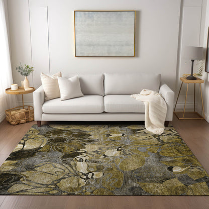 Addison Rugs Floral Brown Washable Indoor-Outdoor Rug