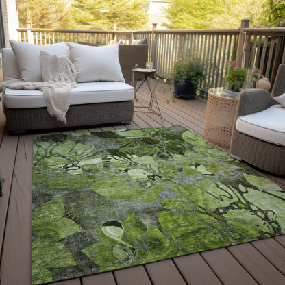 Addison Rugs Floral Green Washable Indoor-Outdoor Rug
