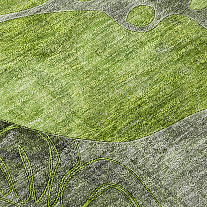 Addison Rugs Floral Green Washable Indoor-Outdoor Rug