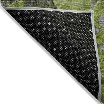 Addison Rugs Floral Green Washable Indoor-Outdoor Rug