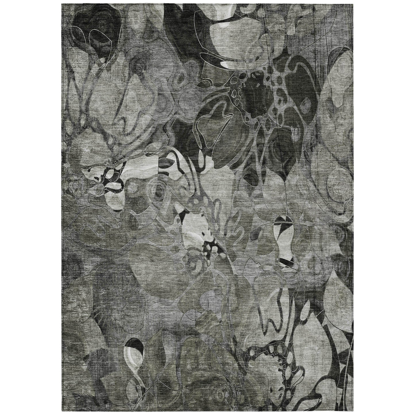 Addison Rugs Floral Grey Washable Indoor-Outdoor Rug