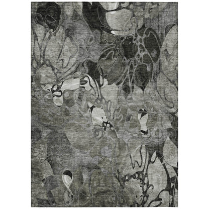 Addison Rugs Floral Grey Washable Indoor-Outdoor Rug