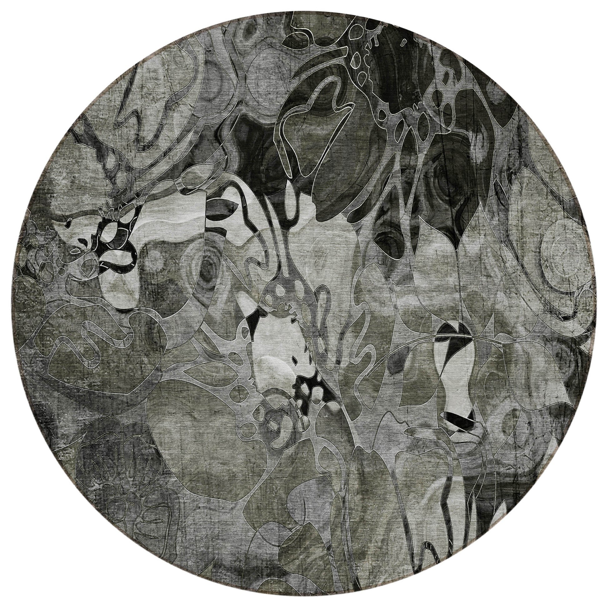 Addison Rugs Floral Grey Washable Indoor-Outdoor Rug