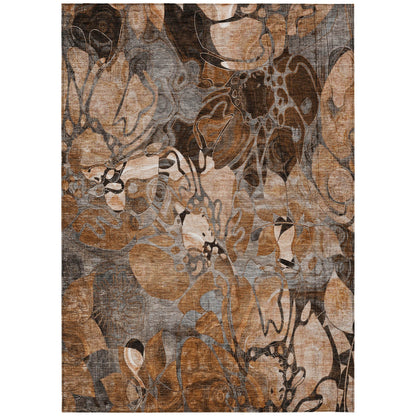 Addison Rugs Floral Orange Washable Indoor-Outdoor Rug