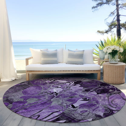 Addison Rugs Floral Purple Washable Indoor-Outdoor Rug