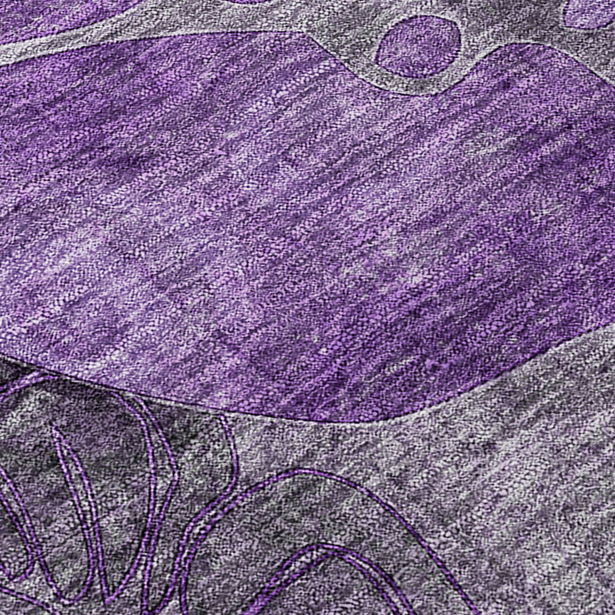 Addison Rugs Floral Purple Washable Indoor-Outdoor Rug with Matching Throw