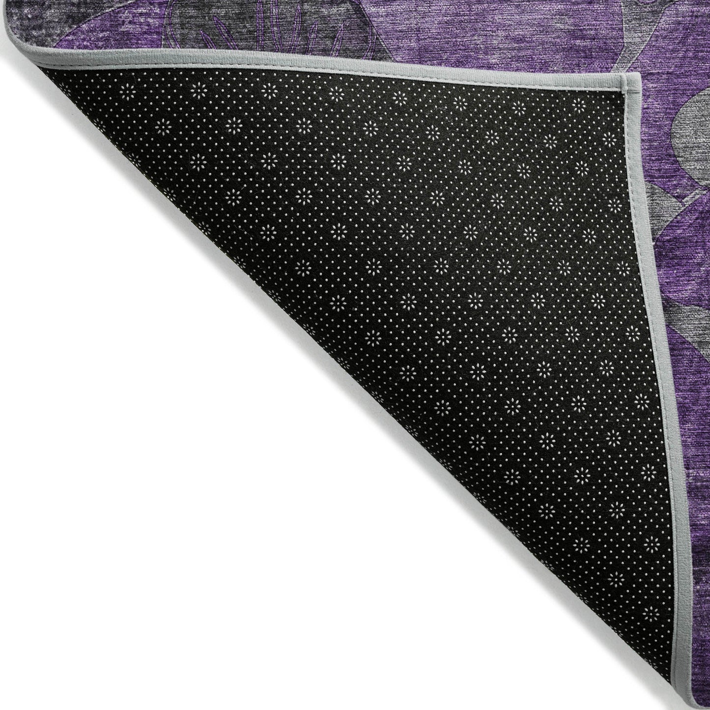 Addison Rugs Floral Purple Washable Indoor-Outdoor Rug with Matching Throw