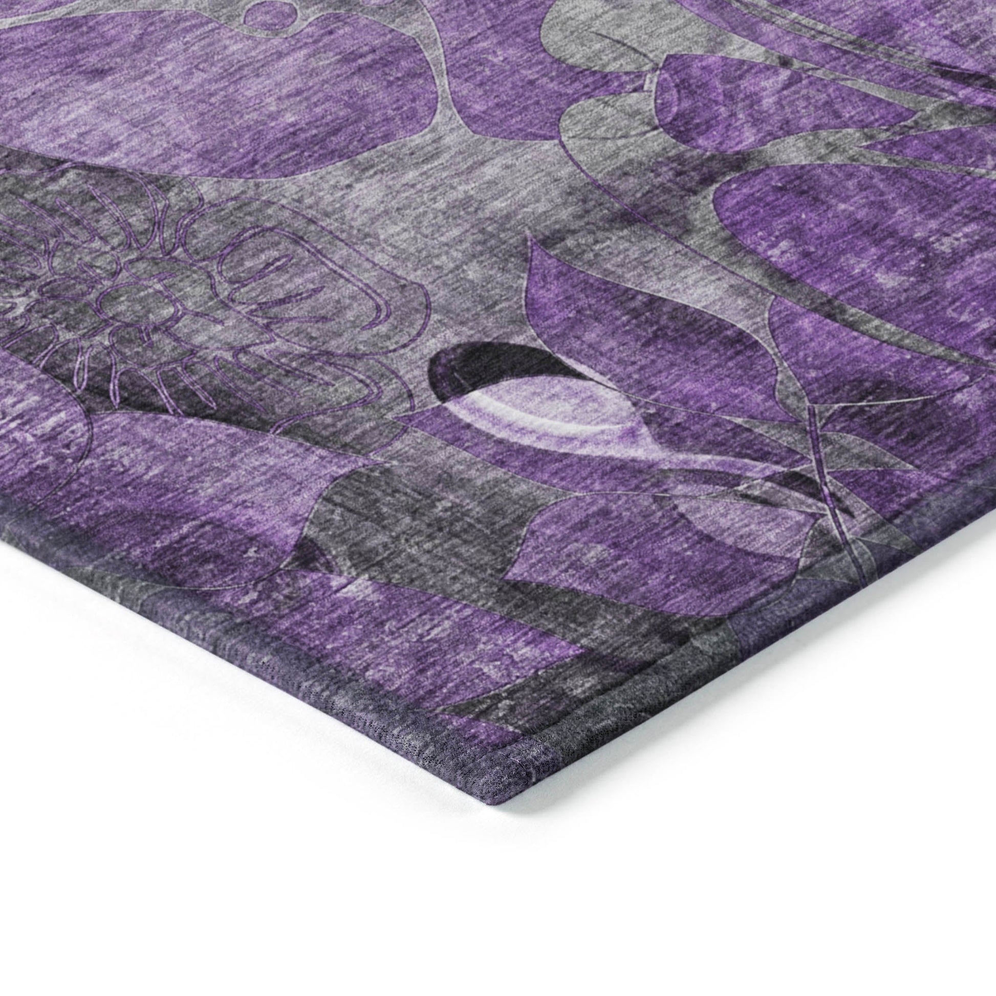 Addison Rugs Floral Purple Washable Indoor-Outdoor Rug