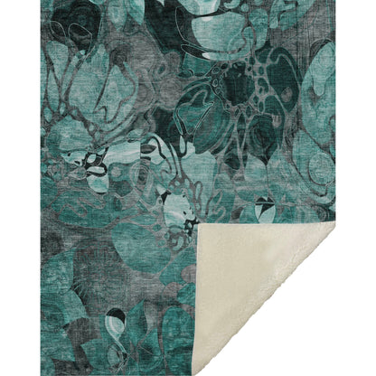 Addison Rugs Floral Teal Washable Indoor-Outdoor Rug