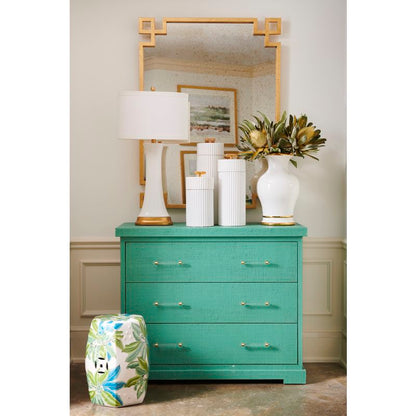 Floral White Glazed Porcelain Outdoor Garden Stool-Poufs and Stools-Chelsea House-LOOMLAN